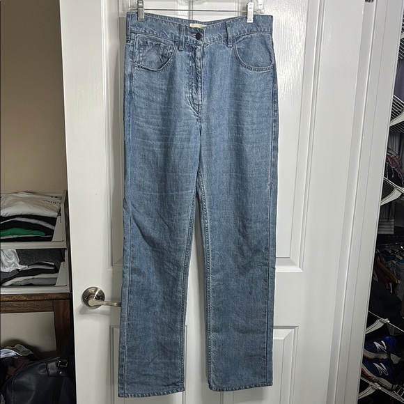 EUC THE ROW Tarley Jean 100% linen in Bleached color size 24 - Picture 1 of 11